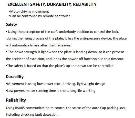 parking flap lock parameter parking flap lock parameter