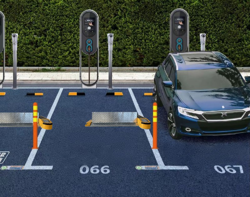 Parking flap lock with pay system